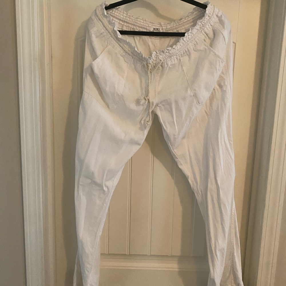 White linen pants